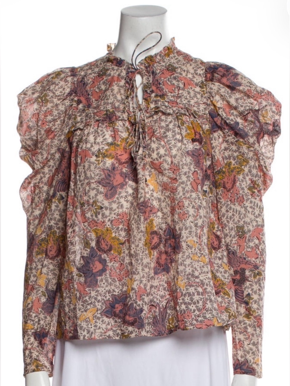 Ulla Johnson Floral Ruffle Ruched Top XS
